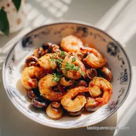 Shrimp and Mushrooms in a Garlic Bisque Sauce