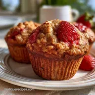 Strawberry Rhubarb Muffins with Oats