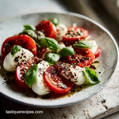 Caprese Salad Recipe: Traditional Italian Dish in 10 Minutes Recipe Card