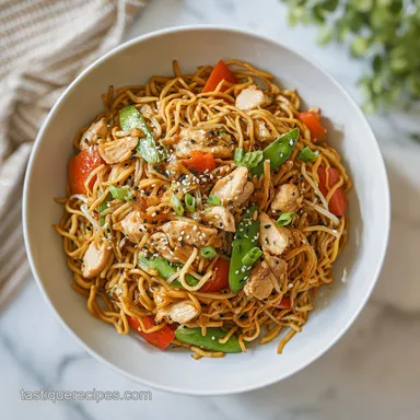 Chicken Chow Mein in 30 Minutes with Silky Velveted Chicken Recipe Card