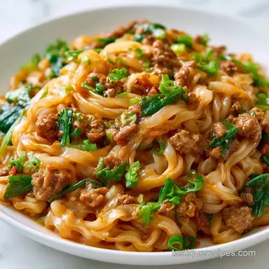 Beef Rice Noodle Skillet in 25 Minutes Recipe Card