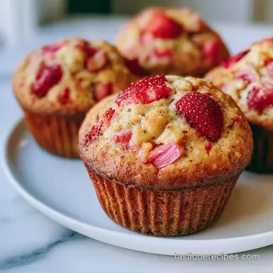 Berry Rhubarb Muffins with Sour Cream Recipe Card