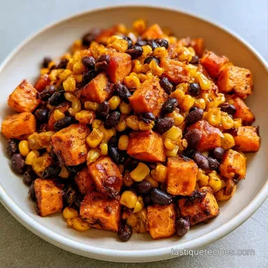 Black Bean Sweet Potato Taco Skillet: 30m Recipe Card
