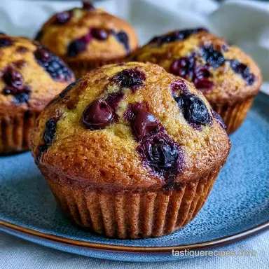 Blueberry Chocolate Muffins for 12 Recipe Card