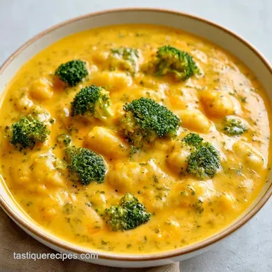 Broccoli Cheddar Gnocchi Soup One-Pot Recipe Card
