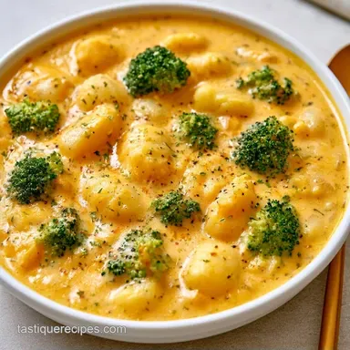 Broccoli Cheddar Gnocchi Soup One-Pot