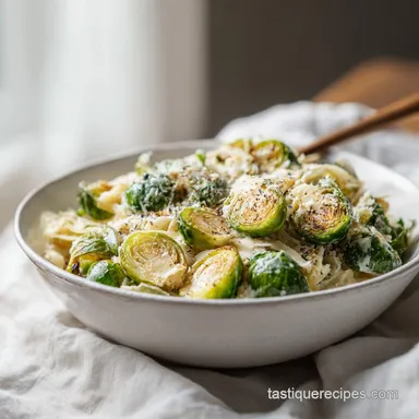 Brussels Sprouts Alfredo for 4 Servings: Creamy and Roasted Recipe Card
