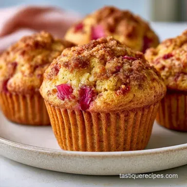 Buttery Rhubarb Dessert Muffins: Baked Recipe Card