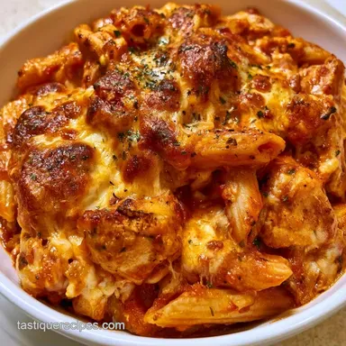 Chicken Parmesan Casserole with Penne Recipe Card