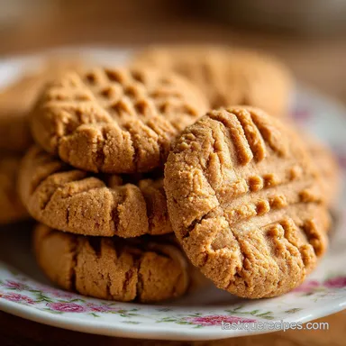 Peanut Butter Cookies: 45 Minute Homemade Recipe for 24 Servings Recipe Card