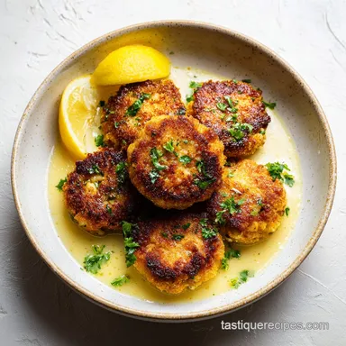 Crab Cake with Lemon Butter Sauce for 4 Servings Recipe Card