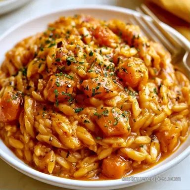 One Pot Butternut Squash Orzo Recipe Card