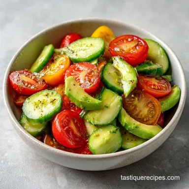 Cucumber Tomato Avocado Salad for 4 Servings Recipe Card