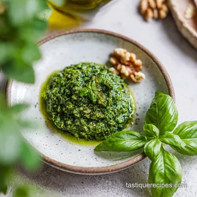 Basil Pesto Recipe: Ready in 5 Minutes Recipe Card
