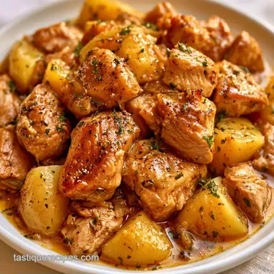 Easy OnePot Chicken Stew for 6 Servings Recipe Card
