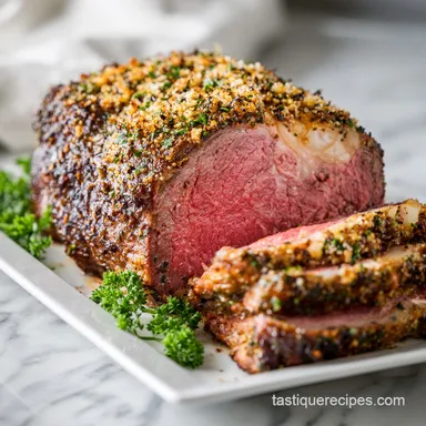 Garlic Herb Crusted Prime Rib Roast for 10 Servings