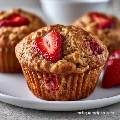 Healthy Strawberry Oatmeal Muffins: 12pk Recipe Card