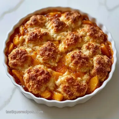 Peach Cobbler for 2 Servings: Golden Recipe Card