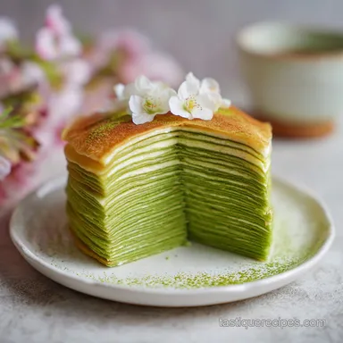 Matcha Crepe Cake for 12 Servings Recipe Card