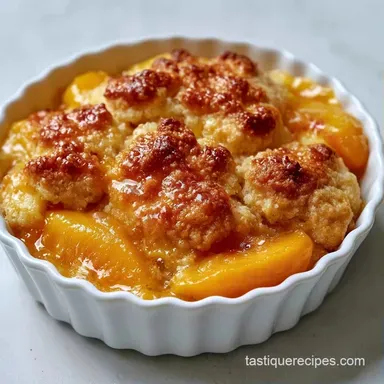 Peach Cobbler with Canned Peaches Recipe Card