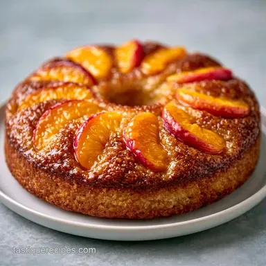 Spiced Peach Cake with Sour Cream Recipe Card