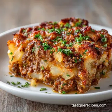 Quick Ground Beef Casserole with Rice Recipe Card