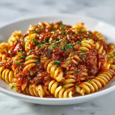 Simple Weeknight Beef Pasta in 35 Min Recipe Card