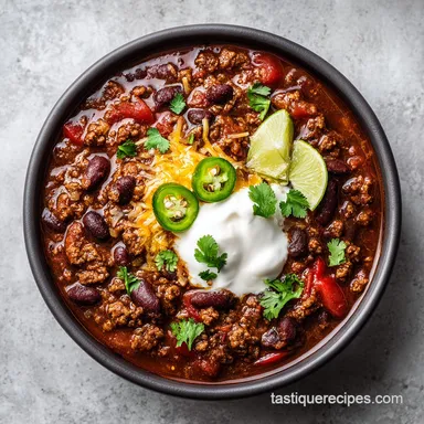 Slow Cooker Chili Recipe with Ground Beef for 8 Servings