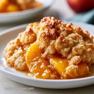 Southern Peach Cobbler Recipe for 12 Recipe Card