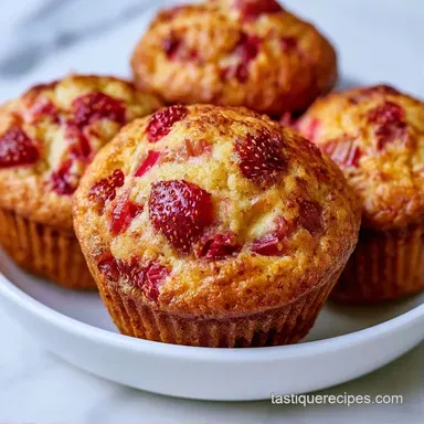 Strawberry Rhubarb Muffins with Yogurt Recipe Card