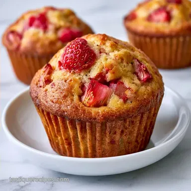 Strawberry Rhubarb Muffins with Yogurt