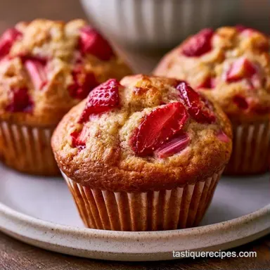 40-Minute Strawberry Rhubarb Muffins Recipe Card