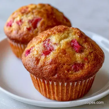 Strawberry Rhubarb Yogurt Muffins Recipe Card