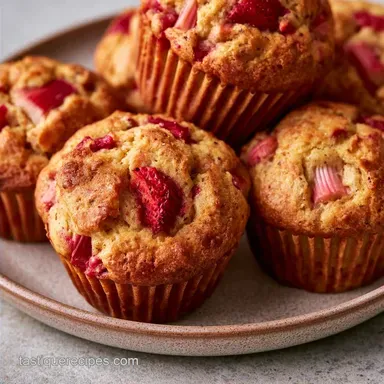 Strawberry Rhubarb Muffins in 35 Minutes