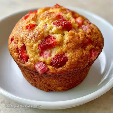 35-Minute Strawberry Rhubarb Muffins Recipe Card