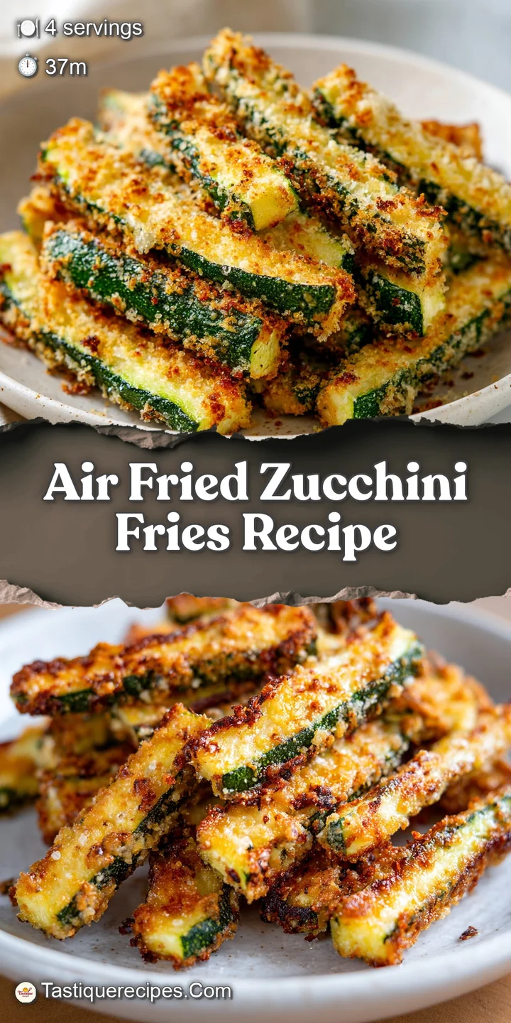 Close-up of golden zucchini fries with a light, crispy coating. Steam rises gently, hinting at a warm, savory flavor.