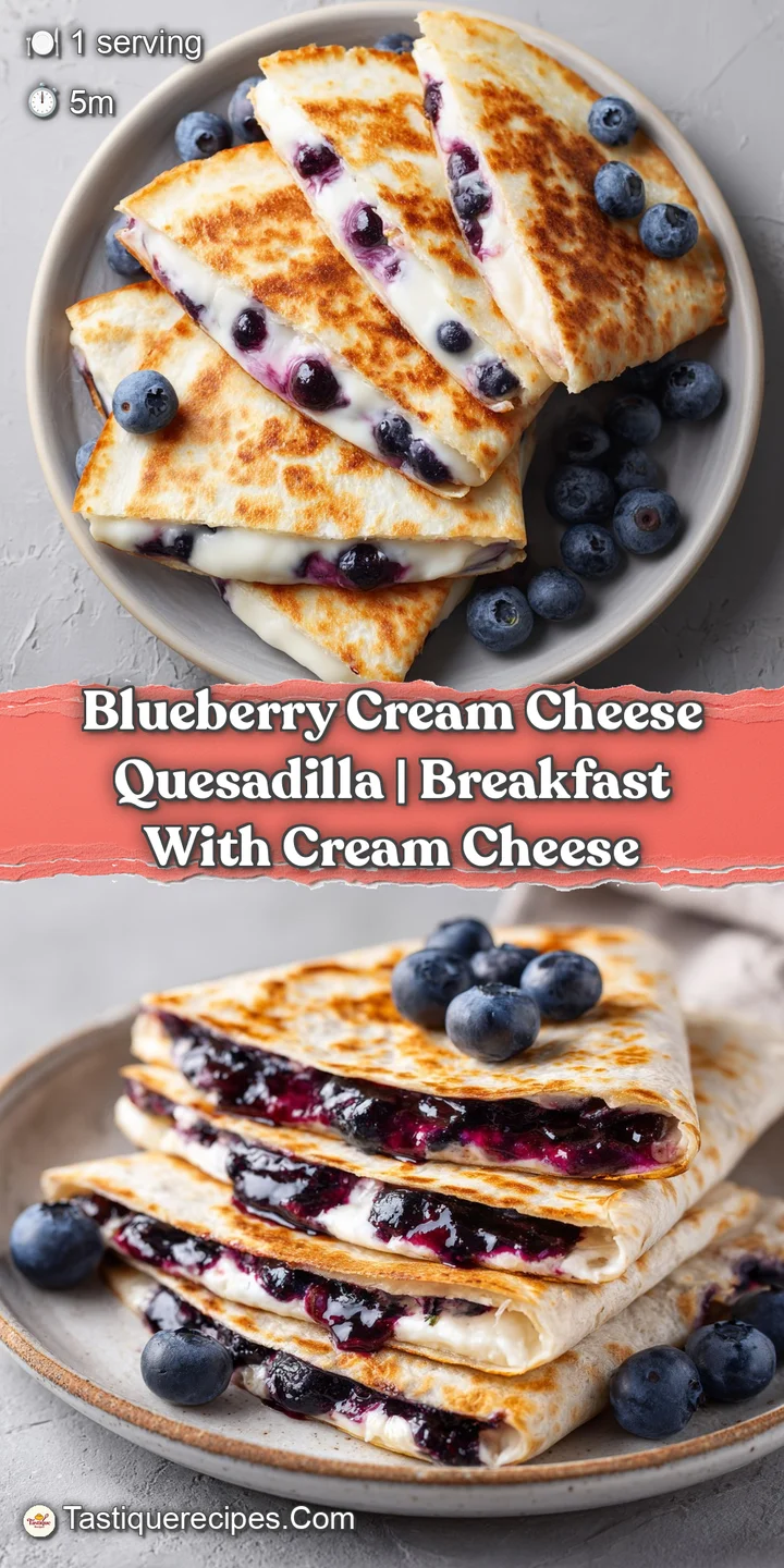 Close-up of a gooey, creamy cheese filling studded with bright blueberries inside a crisp tortilla.