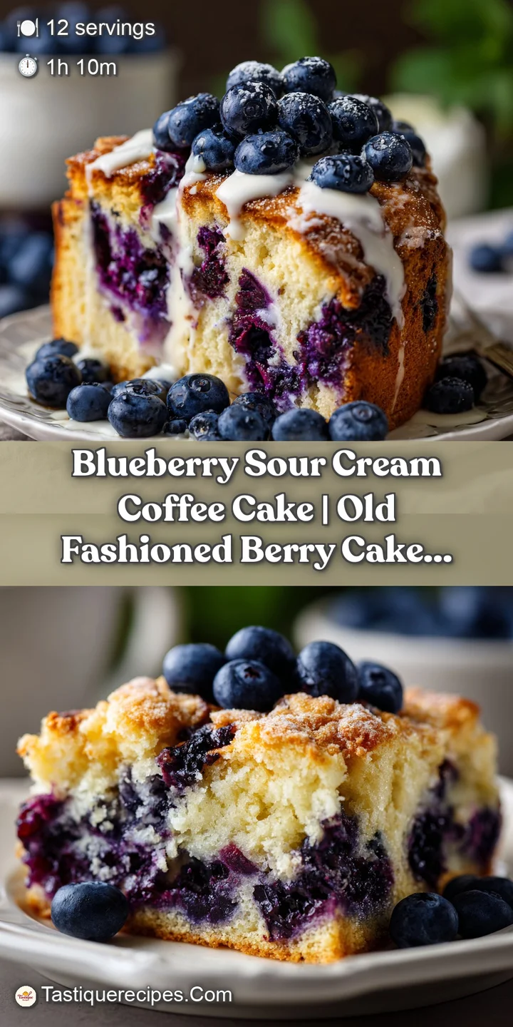 Close-up of a fork-tender slice of blueberry coffee cake, highlighting the juicy berries and crumb topping.