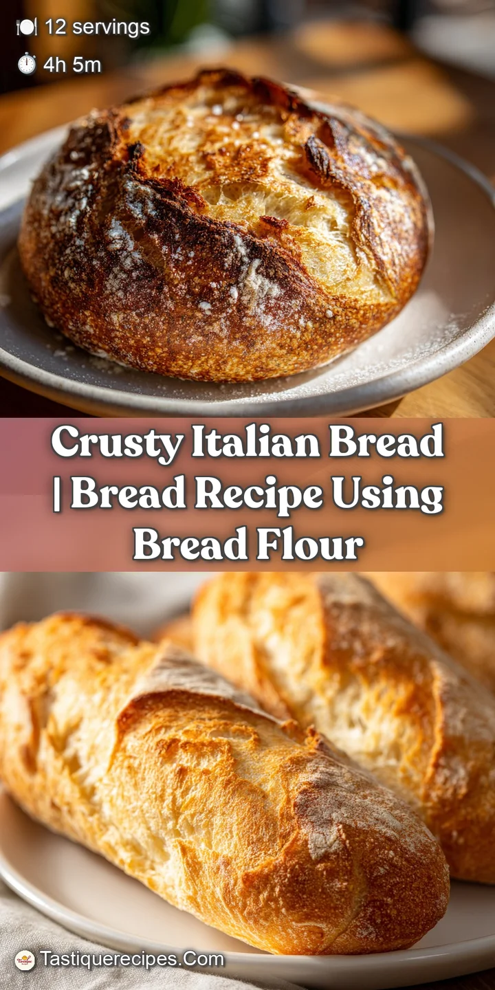 Close-up of a freshly baked Italian bread's crackling golden crust with a light dusting of flour.