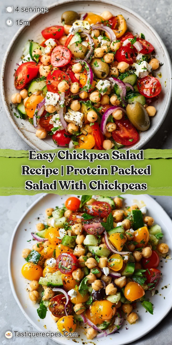 Close-up reveals the chickpea salad's texture: a mix of mashed and whole chickpeas, bound by a creamy dressing.