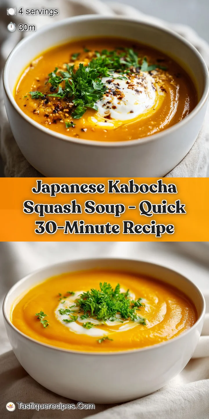 Close-up shot of steaming kabocha squash soup, highlighting the rich orange color and velvety texture, tempting and flavor...