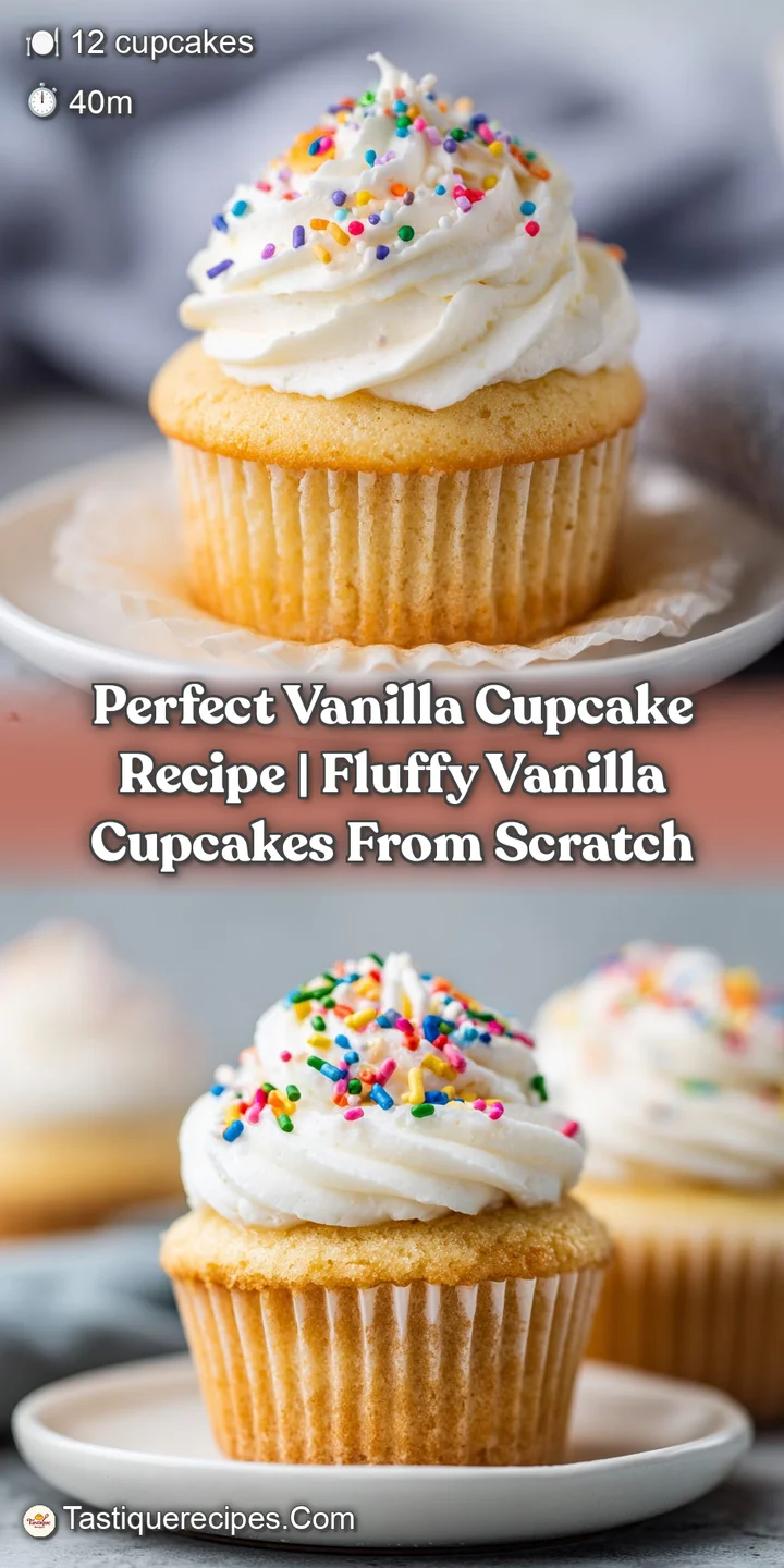 Close-up of a moist vanilla cupcake with a tender crumb and smooth, swirled white frosting.