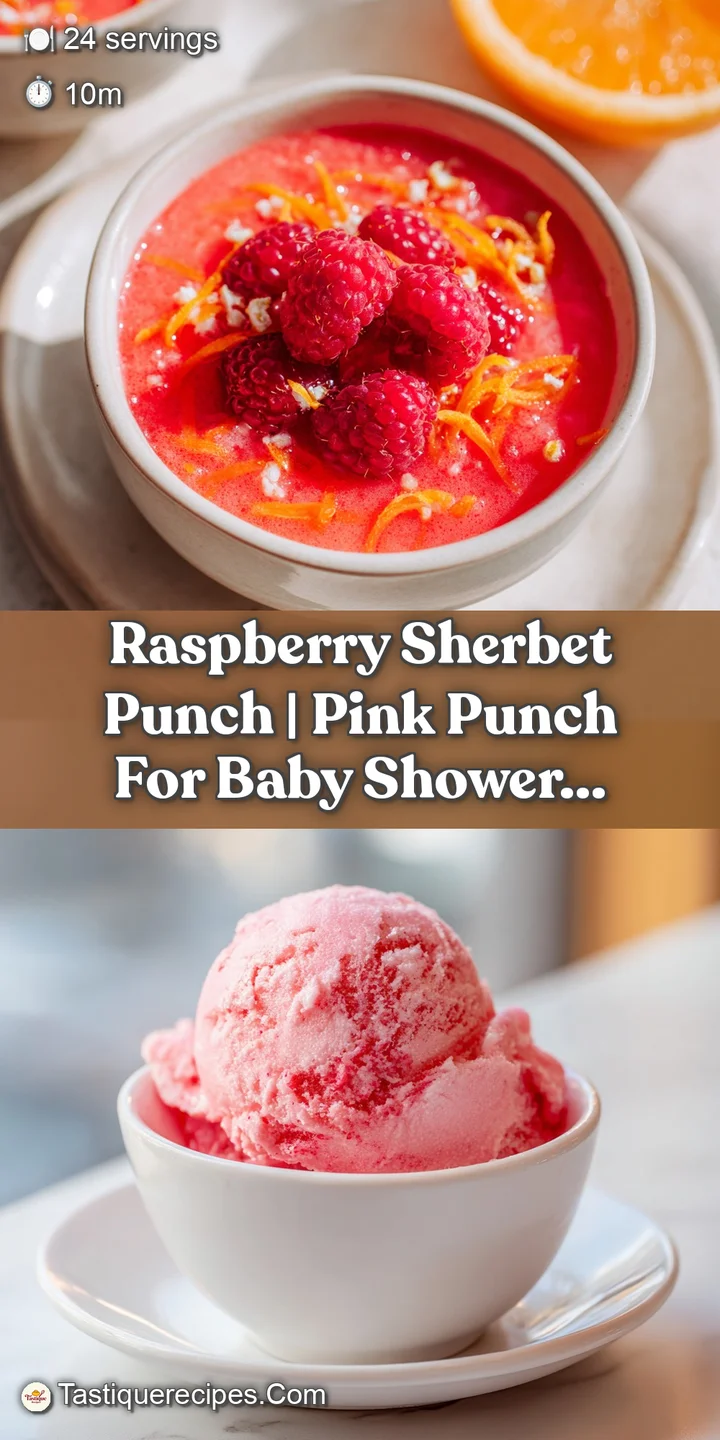 Close-up of a frosty glass filled with airy, bright pink raspberry sherbet, dotted with whole, ripe berries.