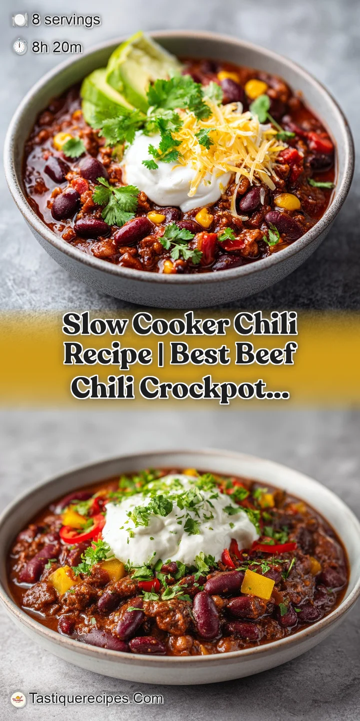 Close-up of thick, dark red chili with a glossy sheen, showing tender ground beef and beans.