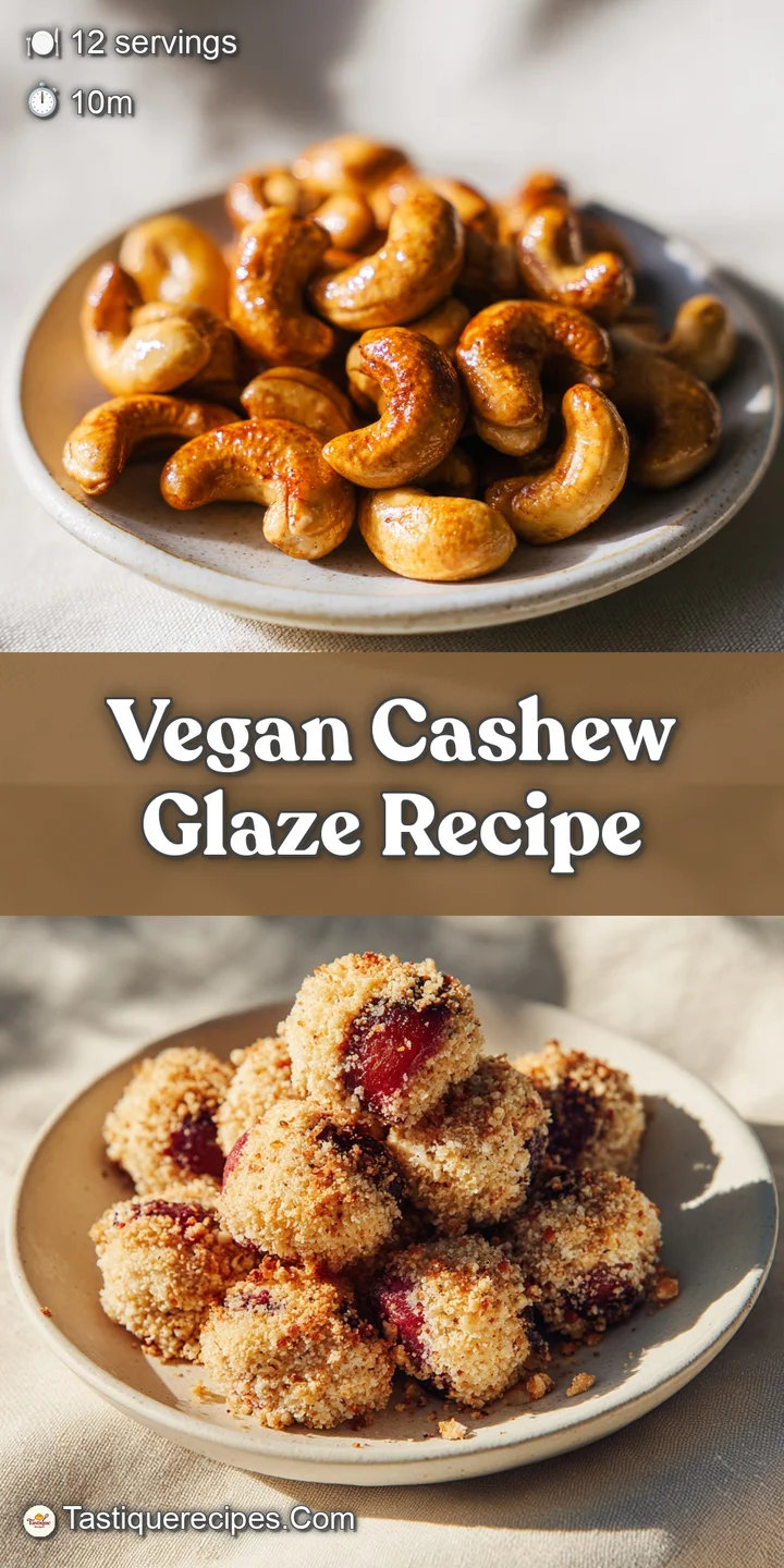 Close-up of luscious vegan cashew glaze, its creamy texture visible, drizzled generously over a dessert, tempting and deli...