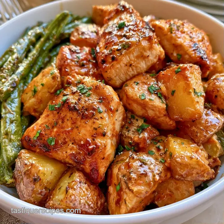 Plump chicken thighs with glistening mahogany glaze served alongside charred corn on a minimalist white ceramic plate.