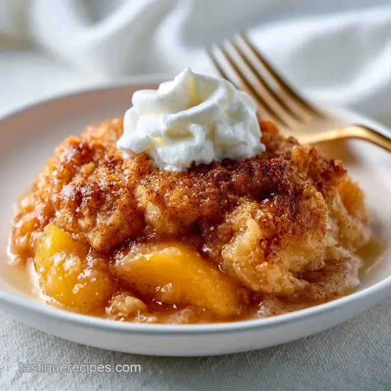 A slice of warm fruit dessert with a crumbly topping, topped with a melting scoop of vanilla ice cream on a white plate.