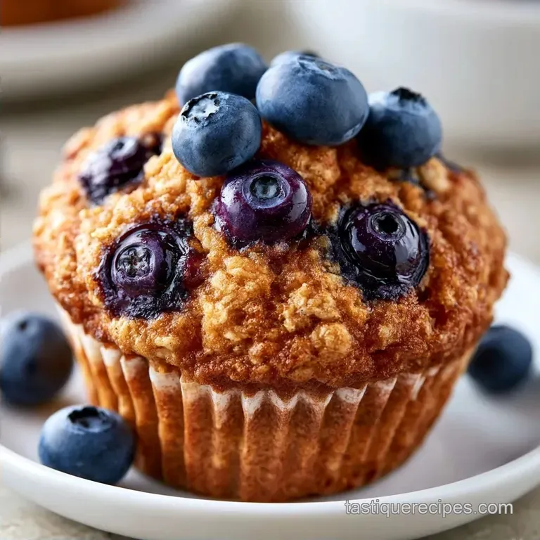 Healthy Blueberry Oatmeal Muffins with Greek Yogurt