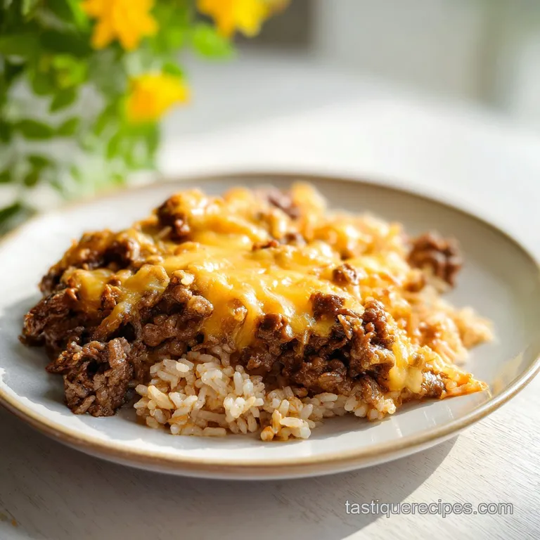 Cheesy Ground Beef and Rice Casserole: One-Pan