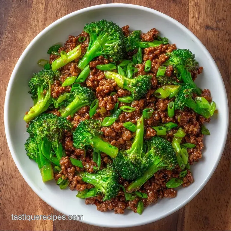 Neatly plated seared beef strips and colorful stir-fry vegetables served in a white ceramic bowl with sesame seeds.